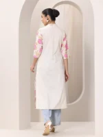 Pink Printed Cotton Blend Straight Kurta - Image 4