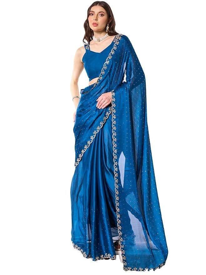 61LTfdhsVNL._SY879_.jpg Women's Silk Blend Saree - Image 1