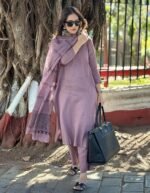 Women's Rayon Blend Straight Solid Kurta with Pant & Dupatta - Image 3